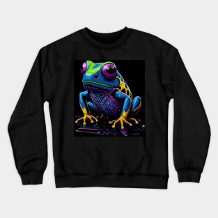 Splash Art of a Cute Colorful Frog Crewneck Sweatshirt